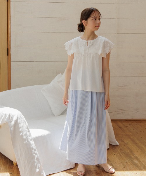 flower（フラワー）の「ブルーミングカラーブラウス（シャツ/ブラウス・レディース・ブルー/ホワイト・FREE）」の18枚目の写真