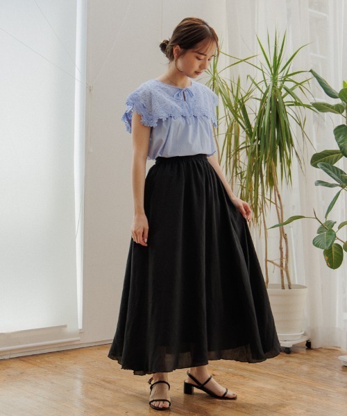 flower（フラワー）の「ブルーミングカラーブラウス（シャツ/ブラウス・レディース・ブルー/ホワイト・FREE）」の6枚目の写真