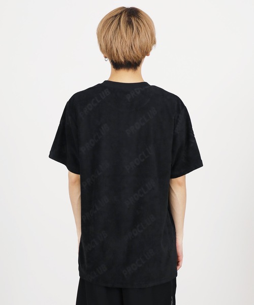 PRO CLUB （プロクラブ）の「Pro Club/プロクラブ TERRY CLOTH TEE 半袖Tシャツ 総柄 ロゴ シンプル（Tシャツ/カットソー・メンズ・ブラック/ヘザーグレー・M/L/XL）」の3枚目の写真