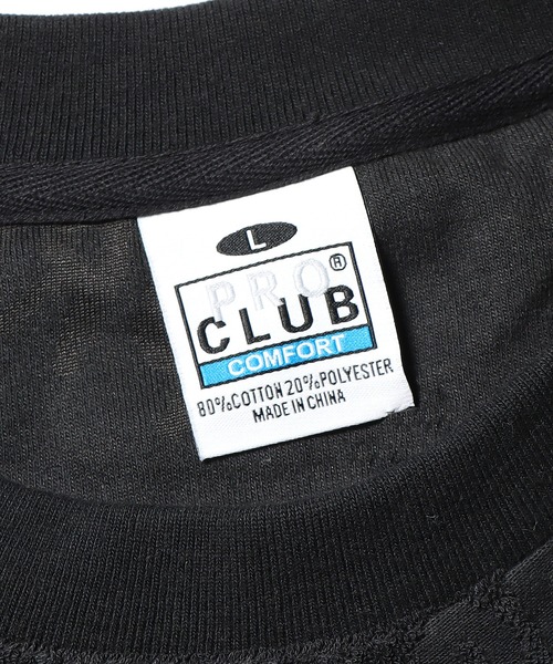 PRO CLUB （プロクラブ）の「Pro Club/プロクラブ TERRY CLOTH TEE 半袖Tシャツ 総柄 ロゴ シンプル（Tシャツ/カットソー・メンズ・ブラック/ヘザーグレー・M/L/XL）」の12枚目の写真