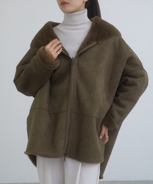 Lui's（ルイス）の「フェイクムートンフードコート（ムートンコート・レディース・カーキ/アイボリー/ブラウン・FREE）」の11枚目の写真