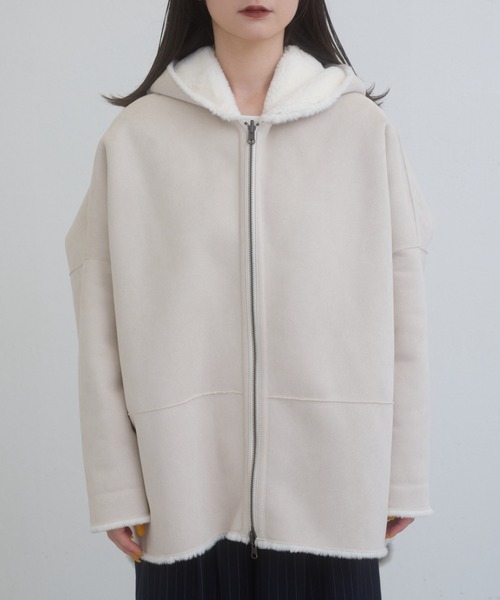 Lui's（ルイス）の「フェイクムートンフードコート（ムートンコート・レディース・カーキ/アイボリー/ブラウン・FREE）」の13枚目の写真