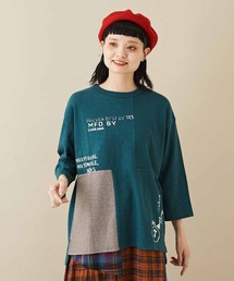 CUBE SUGAR（キューブシュガー）の「スラブ天竺カットソー異素材切替クルーネックTシャツ（Tシャツ/カットソー）」