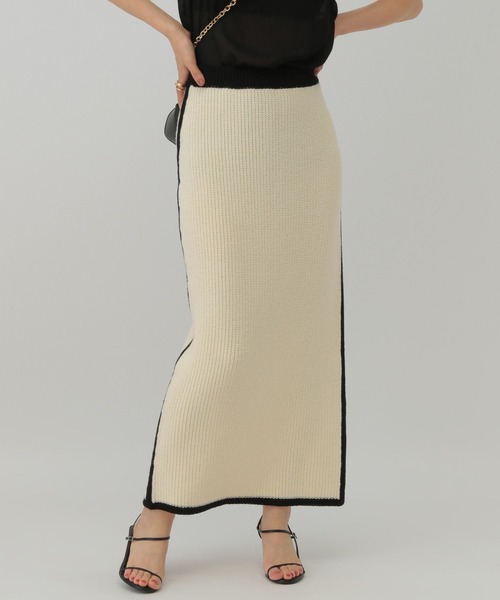 Chaos(カオス)の「Chaos(カオス)/コココットンニットスカート(スカート・レディース・ブラック/オフホワイト・FREE)」の1枚目の写真