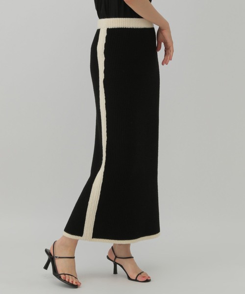 Chaos(カオス)の「Chaos(カオス)/コココットンニットスカート(スカート・レディース・ブラック/オフホワイト・FREE)」の5枚目の写真