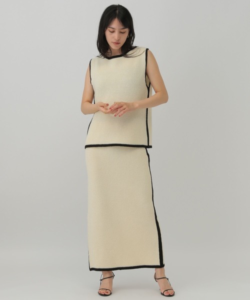 Chaos(カオス)の「Chaos(カオス)/コココットンニットスカート(スカート・レディース・ブラック/オフホワイト・FREE)」の6枚目の写真