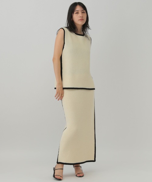 Chaos(カオス)の「Chaos(カオス)/コココットンニットスカート(スカート・レディース・ブラック/オフホワイト・FREE)」の7枚目の写真