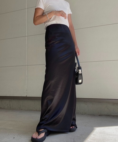 AMAIL（アマイル）の「Icon grossy skirt（スカート・レディース・アイボリー/パープル/ブラック・FREE）」の3枚目の写真