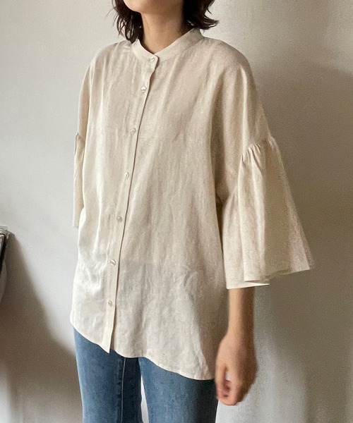 LOWRYS FARM(ローリーズファーム)の「アサコンバンドフリル7部袖 963714(シャツ/ブラウス・レディース・チャコールグレー/ブラウン/アイボリー/その他・FREE)」の4枚目の写真