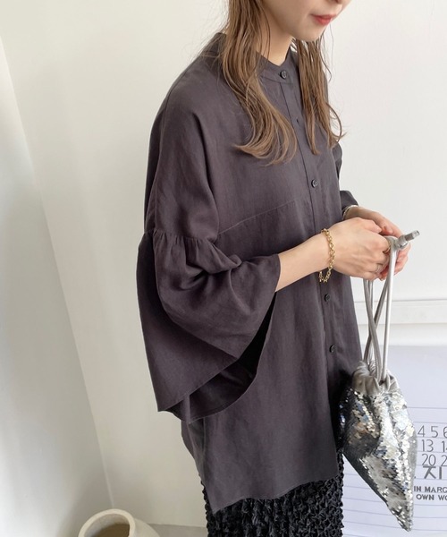 LOWRYS FARM(ローリーズファーム)の「アサコンバンドフリル7部袖 963714(シャツ/ブラウス・レディース・チャコールグレー/ブラウン/アイボリー/その他・FREE)」の6枚目の写真