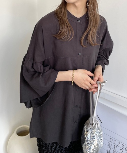 LOWRYS FARM(ローリーズファーム)の「アサコンバンドフリル7部袖 963714(シャツ/ブラウス・レディース・チャコールグレー/ブラウン/アイボリー/その他・FREE)」の7枚目の写真