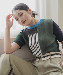 UNITED TOKYO | ブロッキングコンビサマーニット-ウォッシャブル-(ニット/セーター)