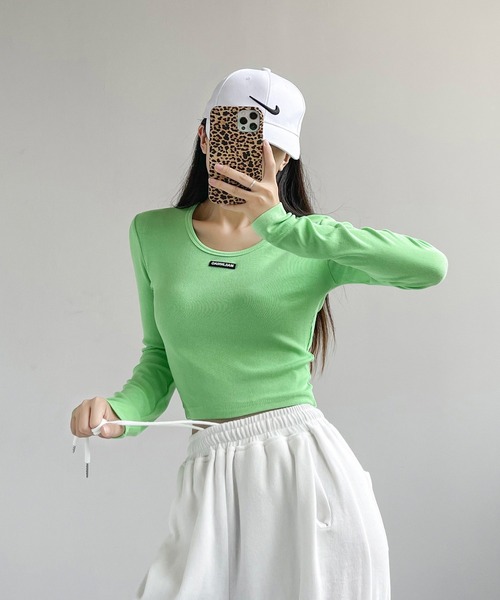 ROOPTOKYO（ループトウキョウ）の「▲Front Logo Short LS Tee（Tシャツ/カットソー・レディース・ブラック/グリーン/ホワイト/ライトブルー・S/M）」の6枚目の写真