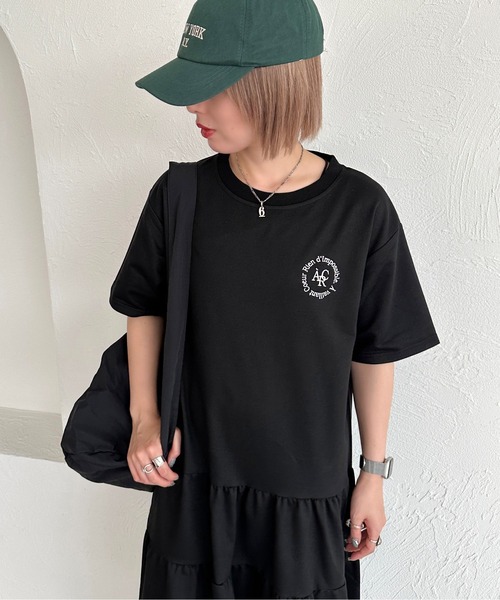 apres jour mignon(アプレジュールミニョン)の「ティアードTシャツワンピース【ZOZOTOWN限定アイテム】(ワンピース・レディース・ナチュラル/ブラック系その他/ブラック・X-LARGE/MEDIUM/SMALL)」の7枚目の写真
