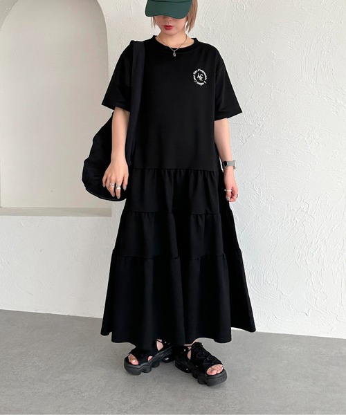 apres jour mignon(アプレジュールミニョン)の「ティアードTシャツワンピース【ZOZOTOWN限定アイテム】(ワンピース・レディース・ナチュラル/ブラック系その他/ブラック・X-LARGE/MEDIUM/SMALL)」の20枚目の写真