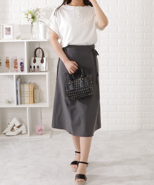 Lace Ladies(レースレディース)の「2WAY半袖デザインボタンカットソー(シャツ/ブラウス・レディース・ブルーグレー/ホワイト/グレー/ブラック/ネイビー・S/FREE)」の10枚目の写真