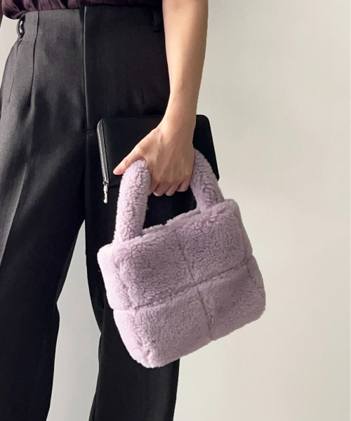 PICCIN(ピッチン)の「エコファースクエアバッグ(トートバッグ・レディース・ラベンダー/ダークブラウン/アイボリー/ピンク・FREE)」の1枚目の写真