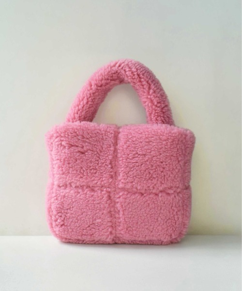 PICCIN(ピッチン)の「エコファースクエアバッグ(トートバッグ・レディース・ラベンダー/ダークブラウン/アイボリー/ピンク・FREE)」の12枚目の写真