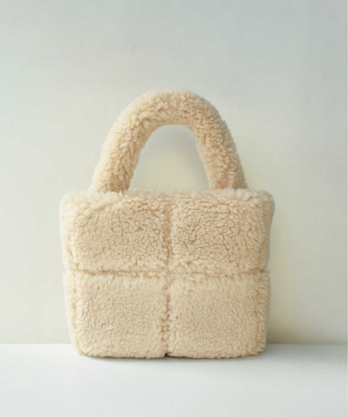 PICCIN(ピッチン)の「エコファースクエアバッグ(トートバッグ・レディース・ラベンダー/ダークブラウン/アイボリー/ピンク・FREE)」の10枚目の写真