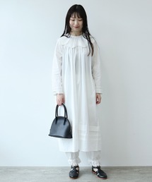 【8/8まで出品】 bulle de savon 角衿ギャザーワンピース bulle de savon（ビュルデサボン）の「80/タイプライター