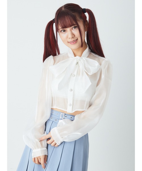 Ank Rouge（アンクルージュ）の「リボンタイシアーブラウス（シャツ/ブラウス・レディース・ブラック/ホワイト/ピンク・M）」の16枚目の写真