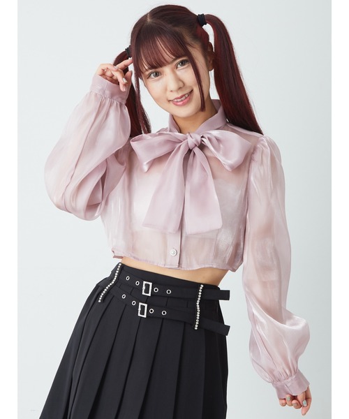 Ank Rouge（アンクルージュ）の「リボンタイシアーブラウス（シャツ/ブラウス・レディース・ブラック/ホワイト/ピンク・M）」の17枚目の写真