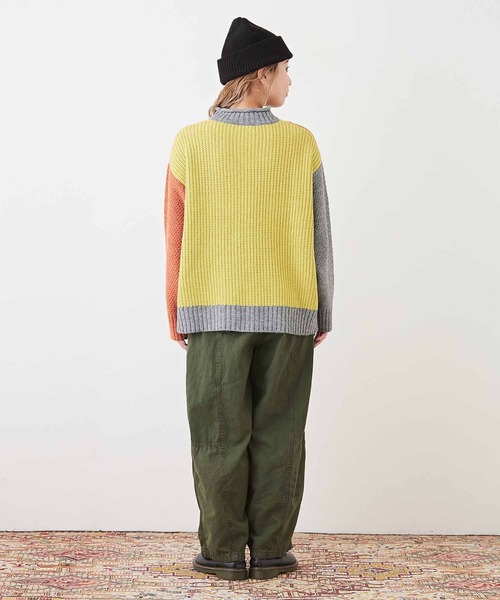 CUBE SUGAR（キューブシュガー）の「洗えるニットパッチワークケーブルプルオーバー（ニット/セーター・レディース・ベージュ系/グリーン系その他/イエロー系・M）」の19枚目の写真
