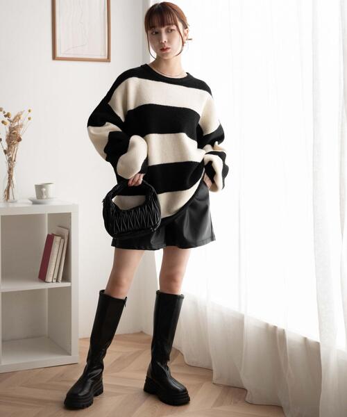 WEGO（ウィゴー）の「WEGO/ボーダーフラッフィービッグニット（ニット/セーター・レディース・ネイビー/ブラック系その他5/ピンク・FREE）」の22枚目の写真