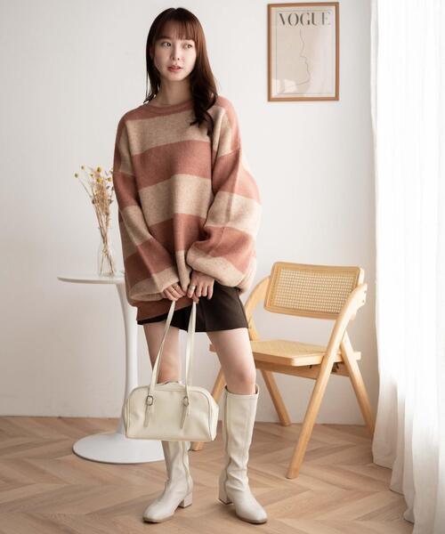 WEGO（ウィゴー）の「WEGO/ボーダーフラッフィービッグニット（ニット/セーター・レディース・ネイビー/ブラック系その他5/ピンク・FREE）」の14枚目の写真