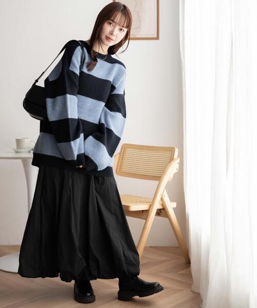 WEGO（ウィゴー）の「WEGO/ボーダーフラッフィービッグニット（ニット/セーター・レディース・ネイビー/ブラック系その他5/ピンク・FREE）」の11枚目の写真