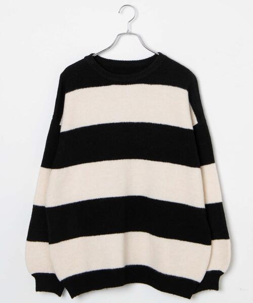 WEGO（ウィゴー）の「WEGO/ボーダーフラッフィービッグニット（ニット/セーター・レディース・ネイビー/ブラック系その他5/ピンク・FREE）」の15枚目の写真