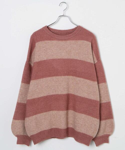 WEGO（ウィゴー）の「WEGO/ボーダーフラッフィービッグニット（ニット/セーター・レディース・ネイビー/ブラック系その他5/ピンク・FREE）」の17枚目の写真