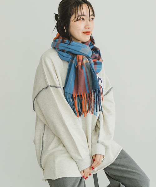 ITEMS URBANRESEARCH（アイテムズ アーバンリサーチ）の「チェックストール（マフラー・レディース・グリーン/パープル/レッド/ネイビー/ブルー・-）」の6枚目の写真