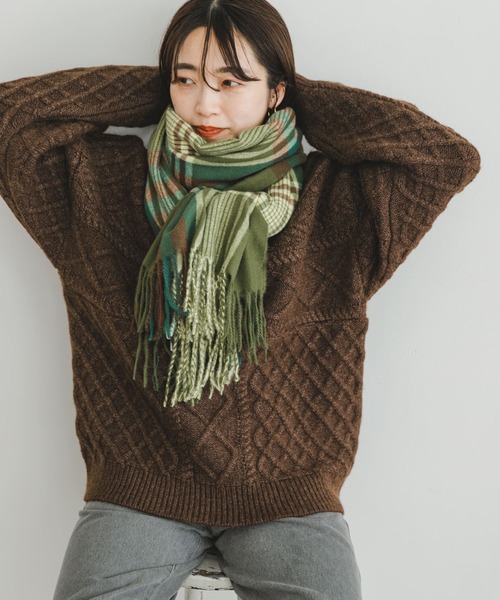 ITEMS URBANRESEARCH（アイテムズ アーバンリサーチ）の「チェックストール（マフラー・レディース・グリーン/パープル/レッド/ネイビー/ブルー・-）」の10枚目の写真