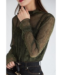【ZOZO限定】ラメプリーツシアータートルトップス