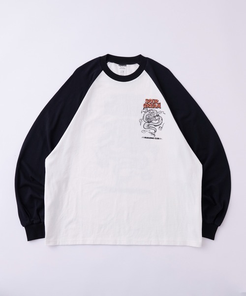 Sourcream（サワークリーム）の「【Sourcream麻雀倶楽部】ドラゴンラグランロンT（Tシャツ/カットソー・メンズ・ネイビー/ブラック・FREE）」の9枚目の写真