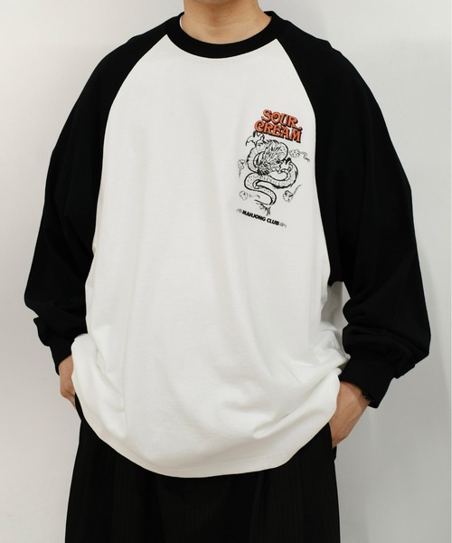 Sourcream（サワークリーム）の「【Sourcream麻雀倶楽部】ドラゴンラグランロンT（Tシャツ/カットソー・メンズ・ネイビー/ブラック・FREE）」の3枚目の写真