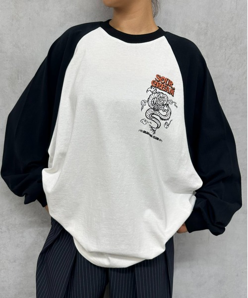 Sourcream（サワークリーム）の「【Sourcream麻雀倶楽部】ドラゴンラグランロンT（Tシャツ/カットソー・メンズ・ネイビー/ブラック・FREE）」の7枚目の写真