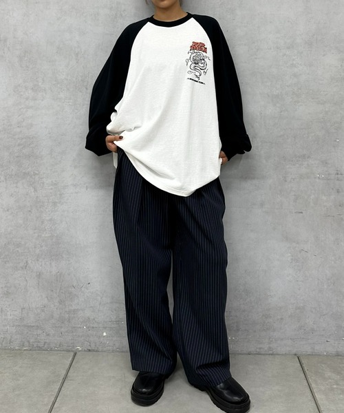 Sourcream（サワークリーム）の「【Sourcream麻雀倶楽部】ドラゴンラグランロンT（Tシャツ/カットソー・メンズ・ネイビー/ブラック・FREE）」の8枚目の写真