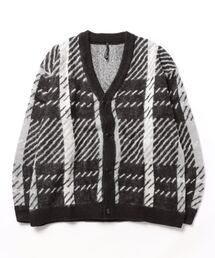Anytime Songs | シャギー加工 チェック柄ニットバルーンカーディガン(カーディガン/ボレロ)