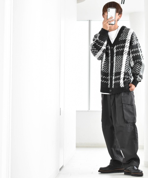 ⭐︎SLOBE IENA⭐︎チェック柄カーディガン セール】シャギー加工 チェック柄ニットバルーンカーディガン