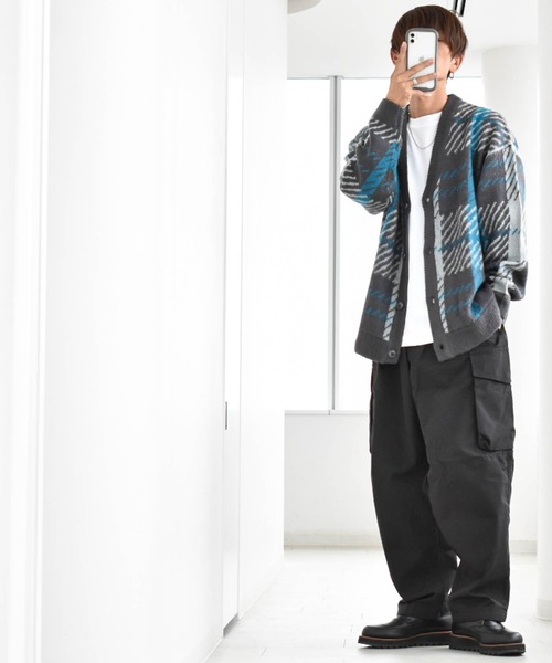 Anytime Songs(エニータイムソングス)の「シャギー加工 チェック柄ニットバルーンカーディガン(カーディガン/ボレロ・メンズ・ブラック/チャコール/ブラウン・X-LARGE/LARGE/MEDIUM)」の16枚目の写真