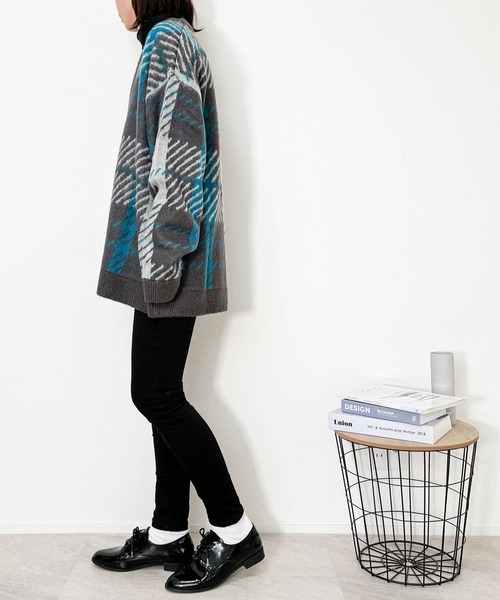 Anytime Songs(エニータイムソングス)の「シャギー加工 チェック柄ニットバルーンカーディガン(カーディガン/ボレロ・メンズ・ブラック/チャコール/ブラウン・X-LARGE/LARGE/MEDIUM)」の18枚目の写真