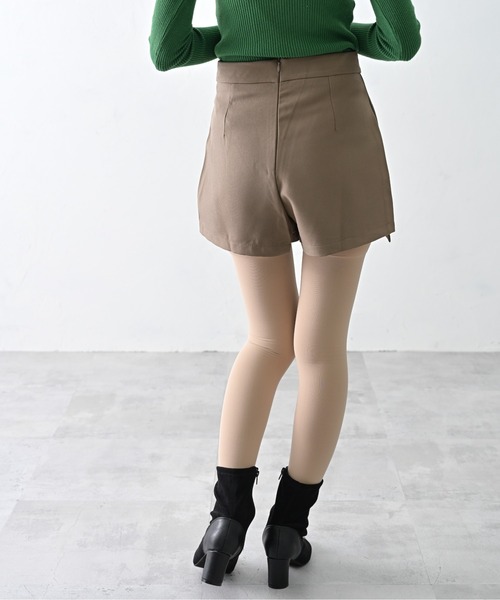 新品未使用 ウールダブルクロスミニスカート （CAMEL） DOUBLEWAIST PLEATS MINISKIRT/ダブルウエストミニスカート