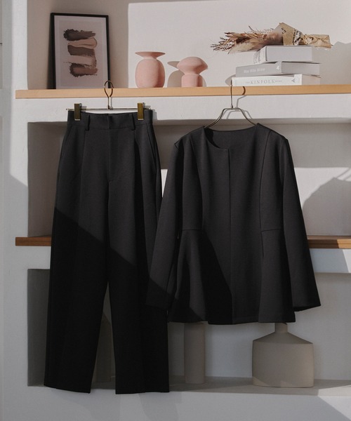 ぺプラムジャケット&ストレッチパンツ セットアップ S〜XXL Petitle（プチレ）の「[ セレモニー ] [ 低身長向けサイズ