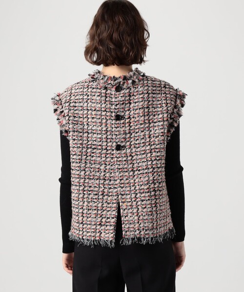 2024 トゥモローランドコレクション ツイード ショートジレ ベスト 2way コットンスラブツイード ショートジレ （ベスト）｜TOMORROWLAND