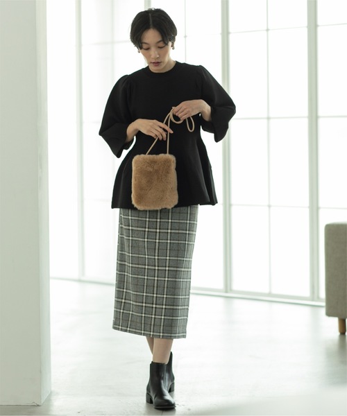 OPAQUE.CLIP（オペークドットクリップ）の「◆チェックタイトスカート【洗濯機洗い可】（スカート・レディース・スモーキーグリーン系2/オレンジ系その他3/ブラック系1・38/40/36）」の9枚目の写真