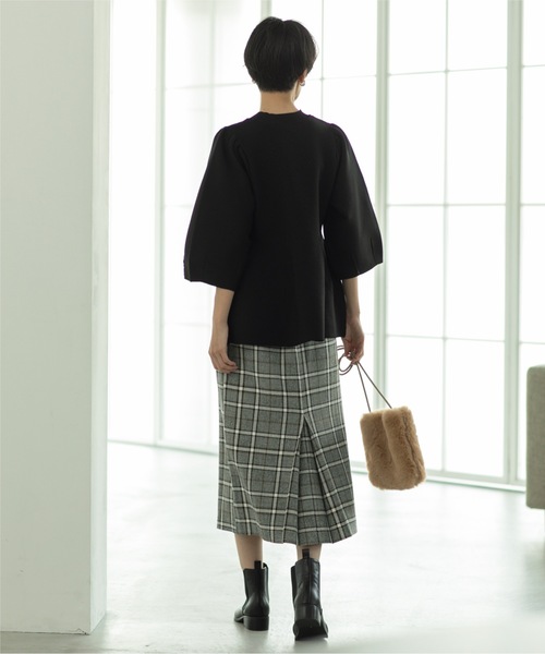 OPAQUE.CLIP（オペークドットクリップ）の「◆チェックタイトスカート【洗濯機洗い可】（スカート・レディース・スモーキーグリーン系2/オレンジ系その他3/ブラック系1・38/40/36）」の12枚目の写真
