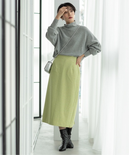 OPAQUE.CLIP（オペークドットクリップ）の「◆チェックタイトスカート【洗濯機洗い可】（スカート・レディース・スモーキーグリーン系2/オレンジ系その他3/ブラック系1・38/40/36）」の16枚目の写真