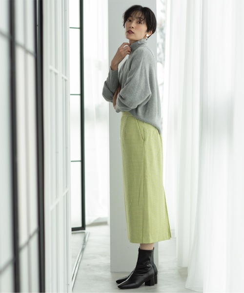 OPAQUE.CLIP（オペークドットクリップ）の「◆チェックタイトスカート【洗濯機洗い可】（スカート・レディース・スモーキーグリーン系2/オレンジ系その他3/ブラック系1・38/40/36）」の17枚目の写真